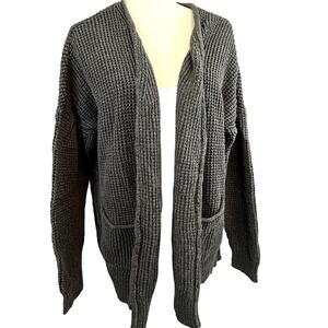 Universal thread Sweater XL black 3/4 sleeve cotton 2 pockets open front